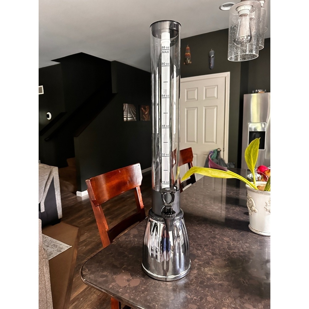 Oggi Beer and Beverage Tower with Removable Ice Tube 88oz Chrome Base 8088.0-NEW